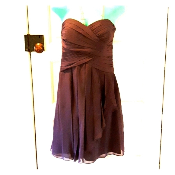 David's Bridal plum color 14 sleeveless prom - Picture 1 of 2